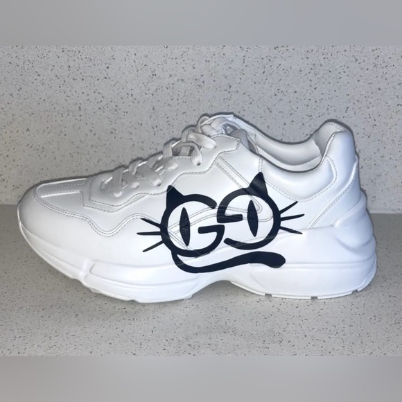 NEW Gucci Women White Rhyton Cat Eye Sneakers EU 38.5 RETAIL $930 - Picture 4 of 14
